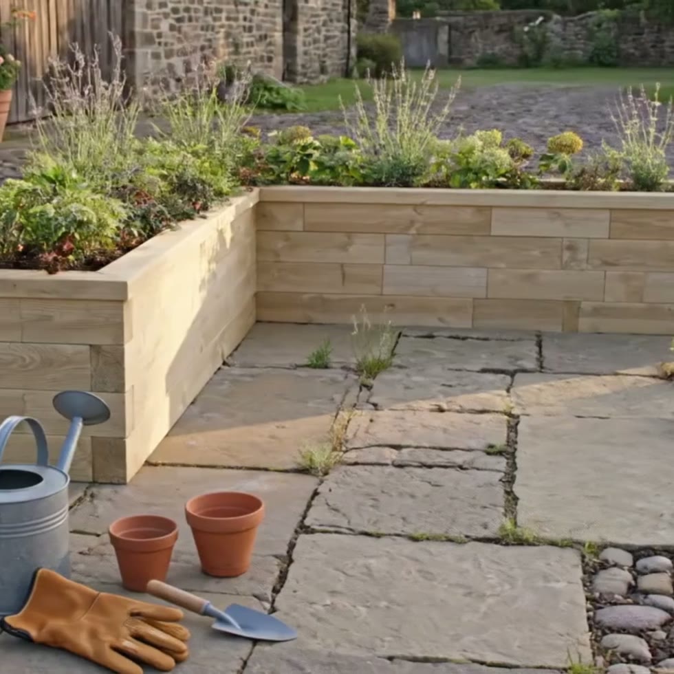 Long L-Shaped Raised Bed / 3.0 x 2.625 x 0.45 x 0.45m