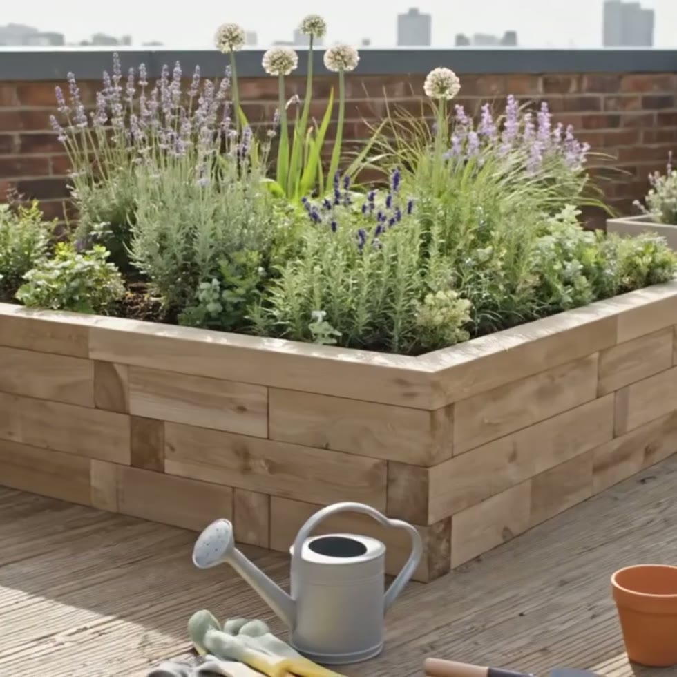 Low Square Raised Bed / 1.5 x 1.5 x 0.35m