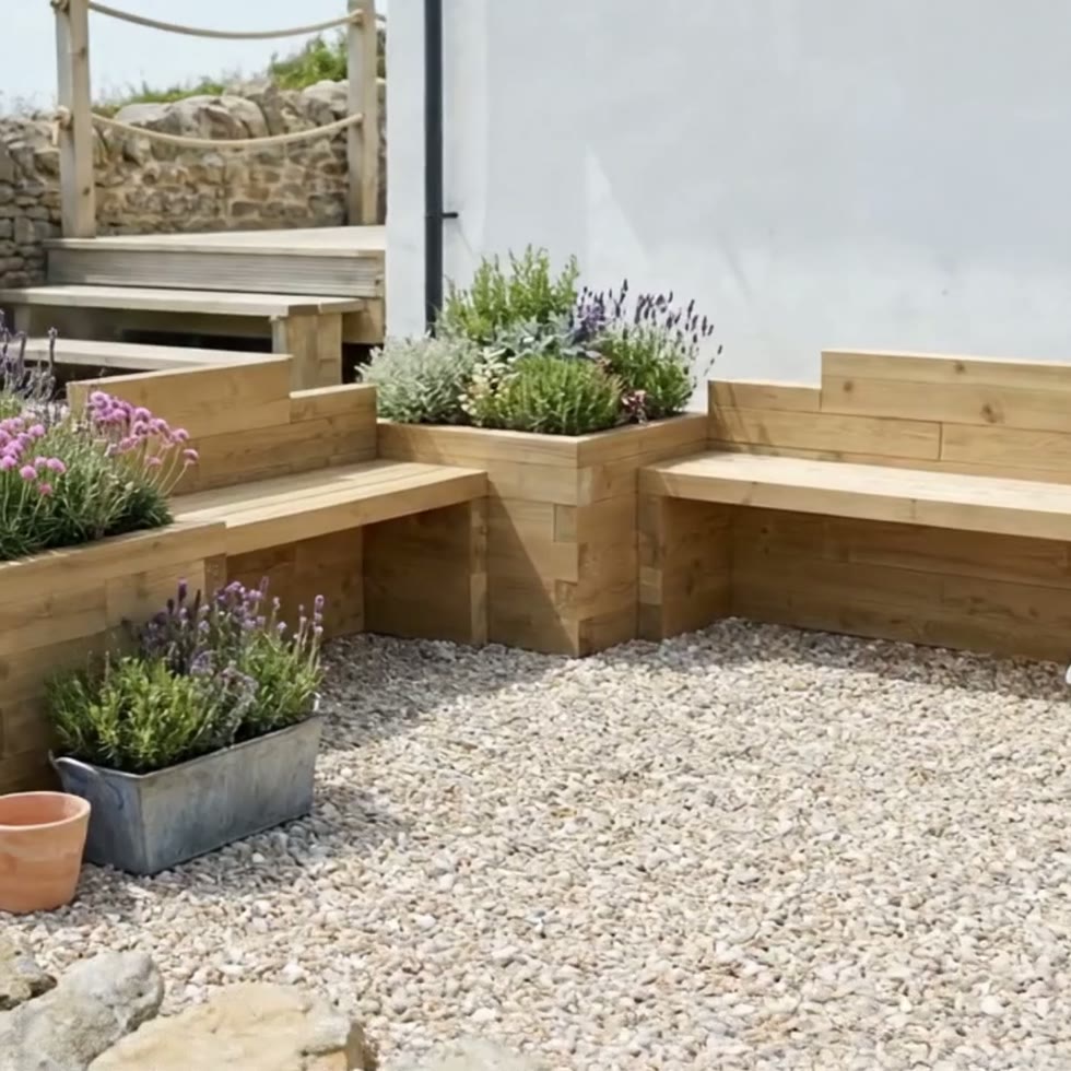 Double Planter Bench Seat / 3.0 x 3.0 x 0.75m