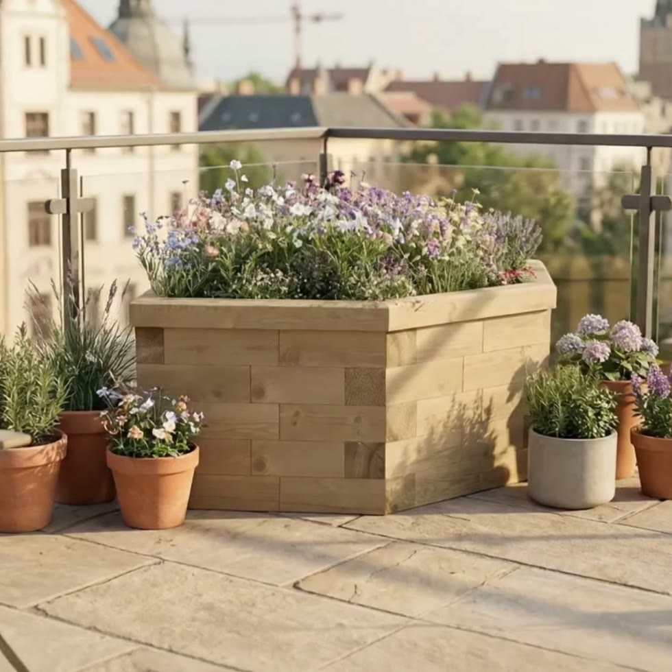 Hexagonal Wildflower Bed / 1.55 x 0.924 x 0.55m