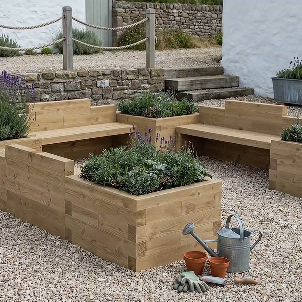 Triple Planter Bench Seat for Kids / 3.0 x 3.0 x 0.65m