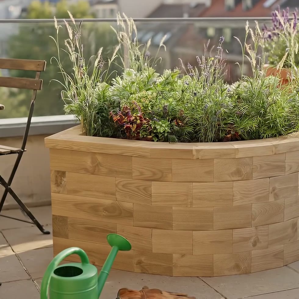 Curved Corner High Flower Bed / 0.975 x 0.975 x 0.55m