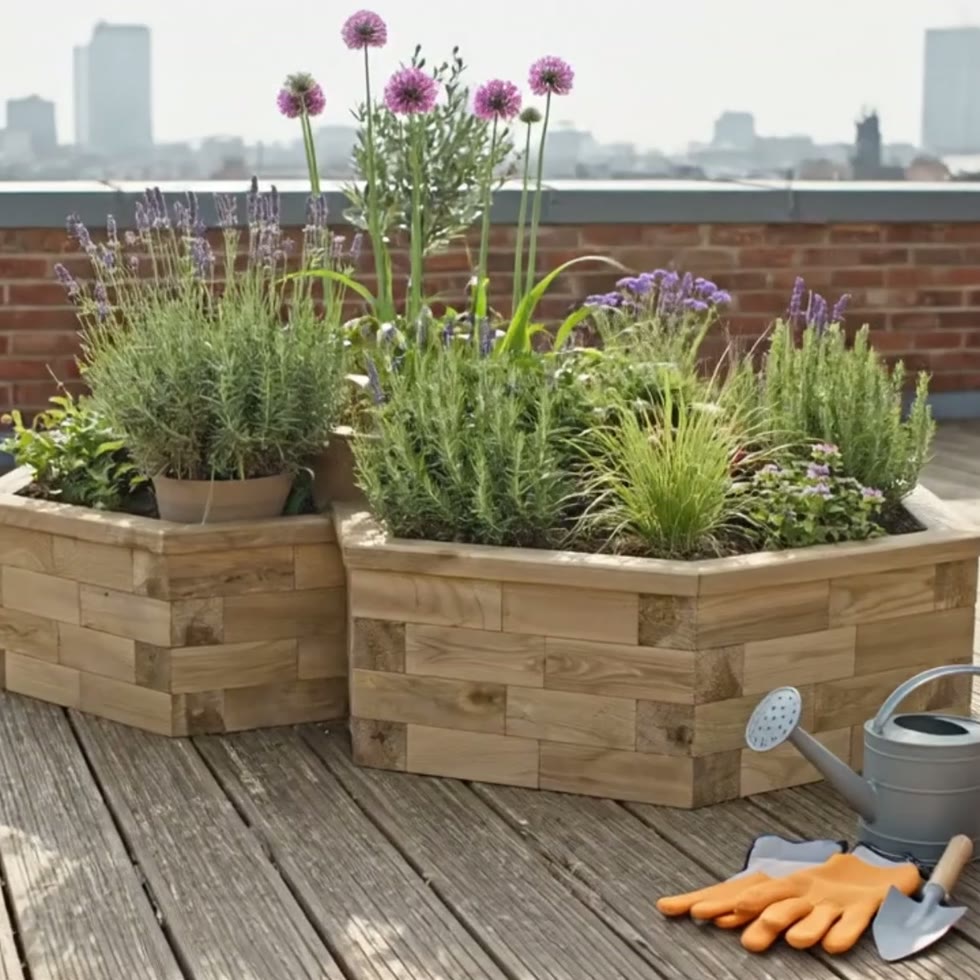 Large Octagonal Multi Level Raised Bed / 3.272 x 2.248 x 0.55m