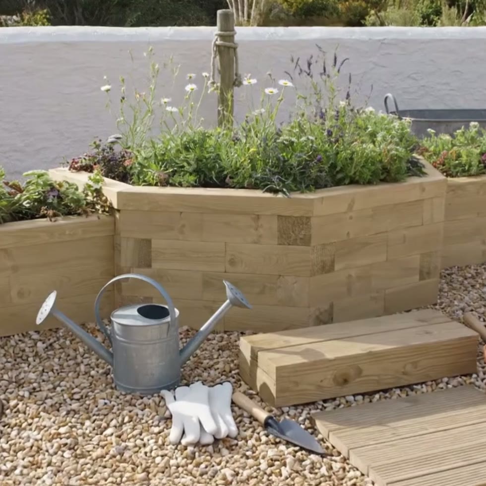 Multi Level Raised Flower Bed / 3.024 x 0.949 x 0.45m