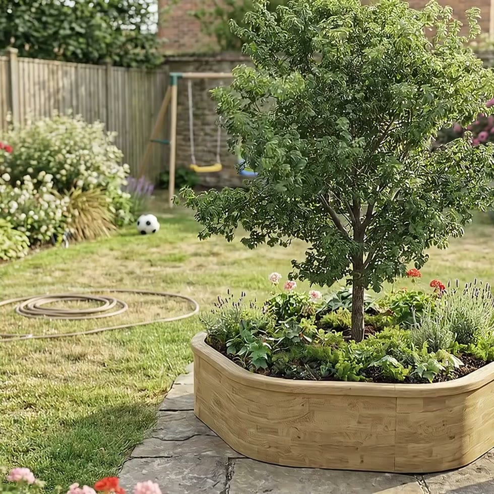 High Hexagonal Wooden Tree Edging Kit / 2.42 x 2.25 x 0.55m