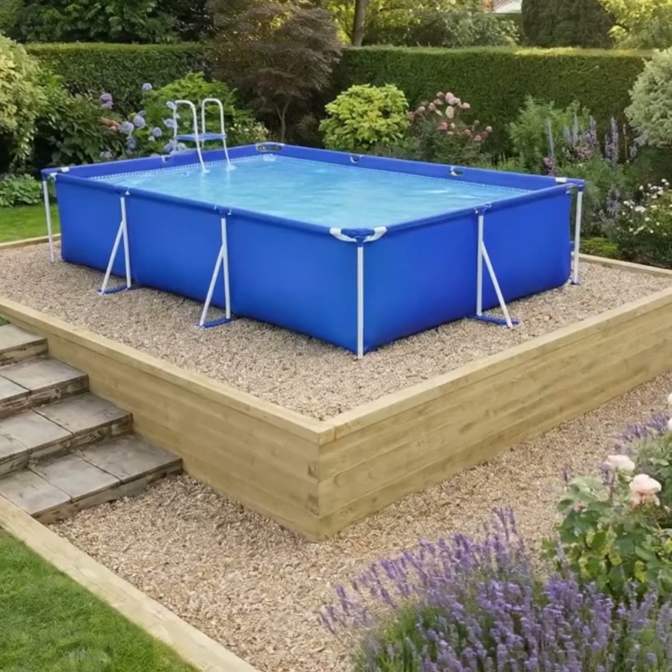 Above-Ground Swimming Pool Base for Slopes / 4.125 x 4.125 x 0.65m