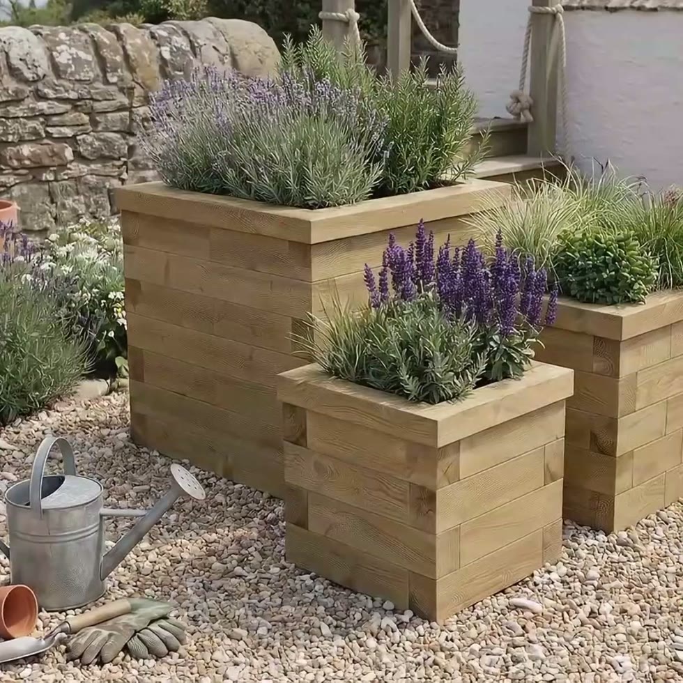 Cubic Wood Planter Trio Set / 0.75 x 0.75 x 0.75m