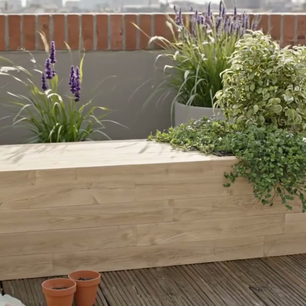 Contemporary Timber Planter Garden Bench / 1.875 x 0.75 x 0.45m