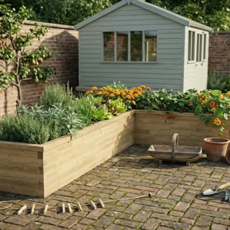 Large L-Shaped Corner Planter / 4.125 x 2.625 x 0.825 x 0.825 x 0.65m