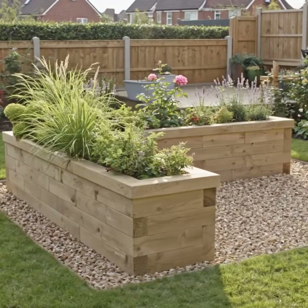 Patio Corner L-Shaped Raised Bed / 2.625 x 2.25 x 0.45 x 0.45 x 0.45m