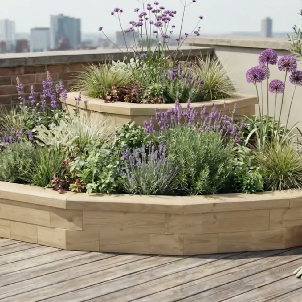 Cascading Curved Corner Raised Bed / 2.25 x 2.25 x 0.45m