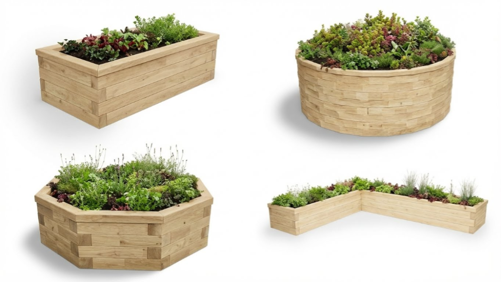 Timber raised bed built with WoodBlocX components