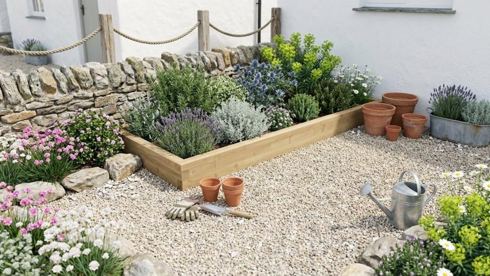 Timber garden edging built with WoodBlocX components