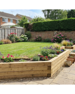End of Garden Retaining Wall with Steps / 8.55m x 1.5m x 0.75m