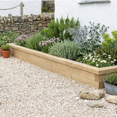 Wooden Garden Border Edging / 3.0 x 1.125 x 0.25 m