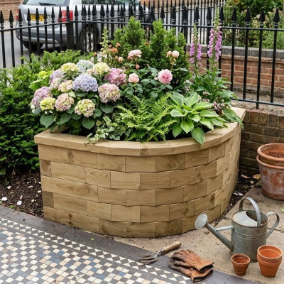 Curved Corner High Flower Bed / 0.975 x 0.975 x 0.55 m
