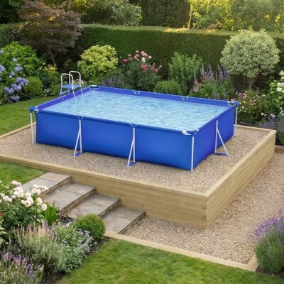 Above-Ground Swimming Pool Base for Slopes / 4.125 x 4.125 x 0.65 m