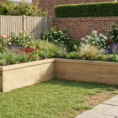 Patio Corner L-Shaped Raised Bed / 2.625 x 2.25 x 0.45 x 0.45 x 0.45 m