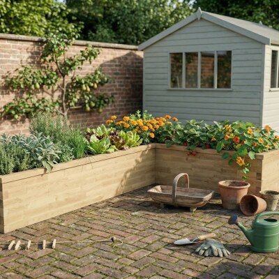Large L-Shaped Corner Planter / 4.125 x 2.625 x 0.825 x 0.825 x 0.65 m
