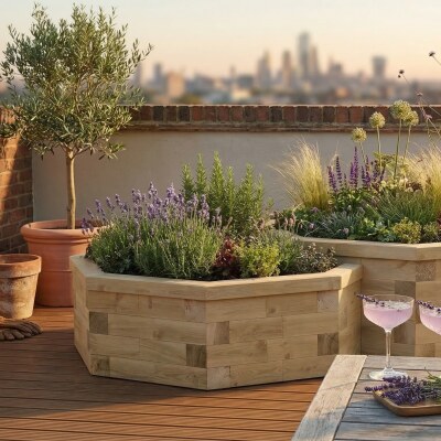 Octagonal Dual Level Raised Bed / 2.548 x 1.524 x 0.55 m