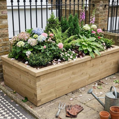 Wooden Raised Flower Bed / 2.25 x 1.125 x 0.55 m