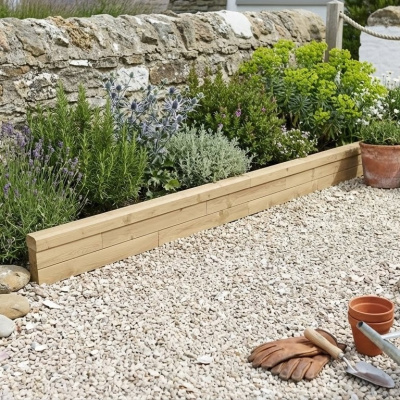 Wooden Garden Border Edging / 3.0 x 0.25 m