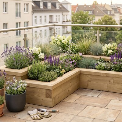 Corner Herb Garden Planter / 1.5 x 0.75 x 0.35 m
