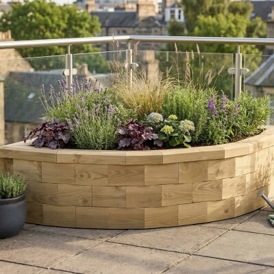 Curved Corner Raised Garden Bed / 1.125 x 1.125 x 0.35 m