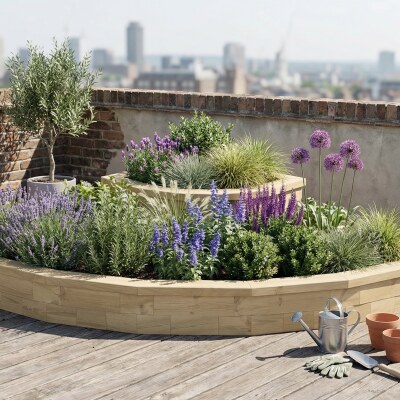 Cascading Curved Corner Raised Bed / 1.8 x 1.8 x 0.45 m
