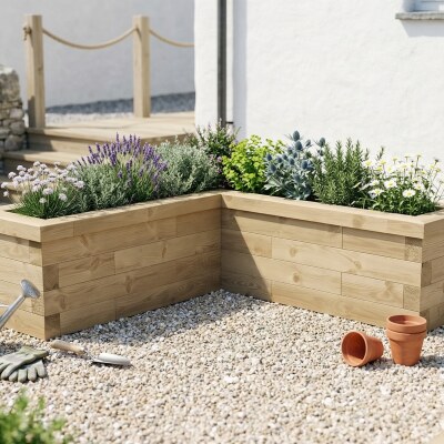 L-Shaped Raised Bed / 1.5 x 1.5 x 0.45 x 0.45 m