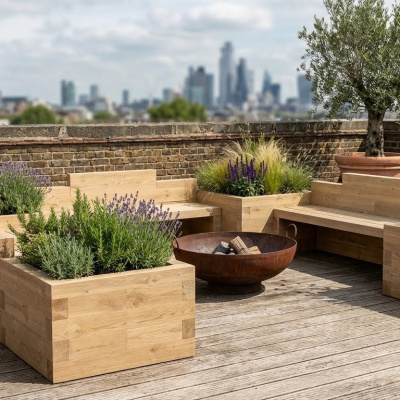 Triple Planter Bench / 3.75 x 3.75 x 0.55 m