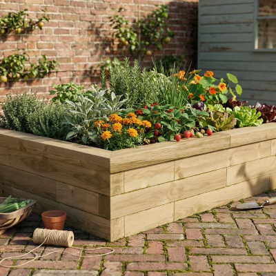 Short Rectangular Raised Bed / 1.5 x 1.125 x 0.35m