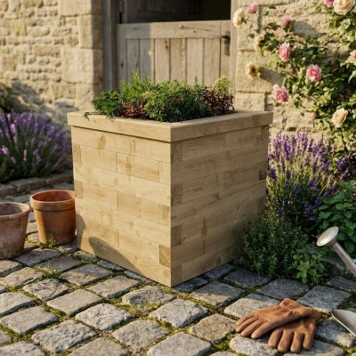 Large Wooden Cubic Garden Planter / 0.75 x 0.75 x 0.75m