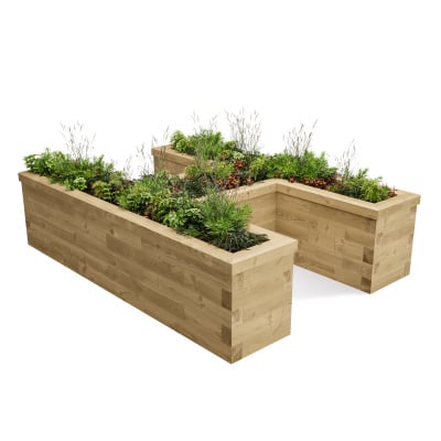 H-Shaped Wooden Planter / 2.25 x 1.65 x 0.55 m