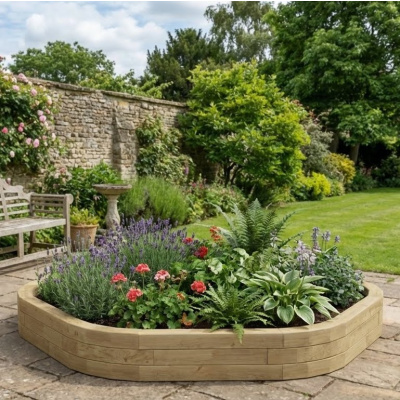 Low Hexagonal Wooden Tree Edging Kit / 2.42 x 2.25 x 0.25m