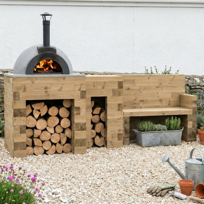 Pizza Oven Table with Preparation Area / 1.5 x 0.9 x 0.95m