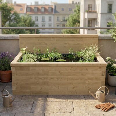 Raised Pond with High Back Wall / 1.875 x 1.125 x 0.65m