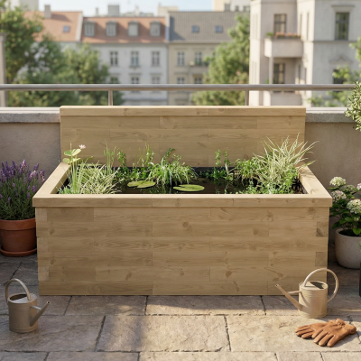 Raised Pond with High Back Wall / 1.875 x 1.125 x 0.65m