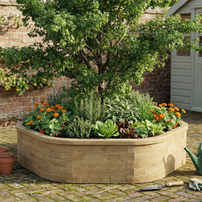 High Hexagonal Wooden Tree Edging Kit / 2.42 x 2.25 x 0.55m