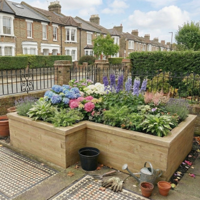 Broad L-Shaped Planter / 2.25 x 1.5 x 1.2 x 1.2 x 0.55m