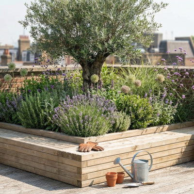 Robotic Lawn Mower House with Planter / 1.2 x 1.125 x 0.85 m