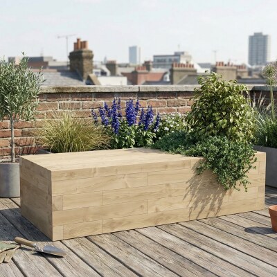 Contemporary Timber Planter Garden Bench / 1.875 x 0.75 x 0.45m