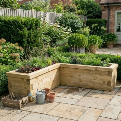 L-Shaped Raised Bed / 1.5 x 1.5 x 0.45 x 0.45m