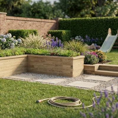 Large L-Shaped Corner Planter / 4.125 x 2.625 x 0.825 x 0.825 x 0.65m