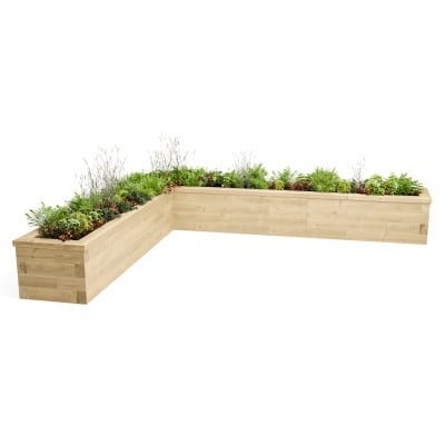 Long L-Shaped Raised Bed / 3.0 x 2.625 x 0.45 x 0.45m