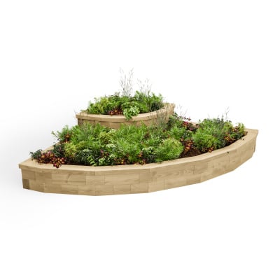 Cascading Curved Corner Raised Bed / 1.8 x 1.8 x 0.45m