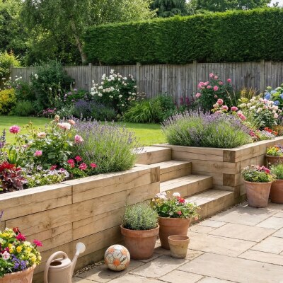 Wooden Garden Terracing / 3 x 0.75 x 0.55m