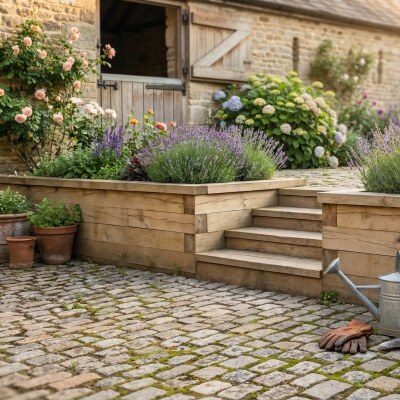 Wooden Garden Terracing / 3 x 0.75 x 0.55m