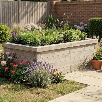 Wooden Garden Raised Bed / 1.5 x 0.75 x 0.45m