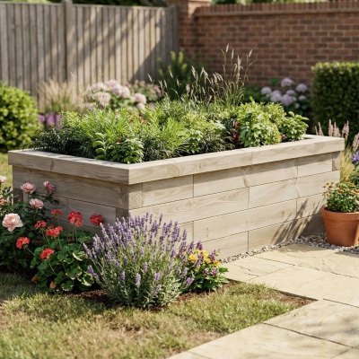 Wooden Garden Raised Bed / 1.5 x 0.75 x 0.45m